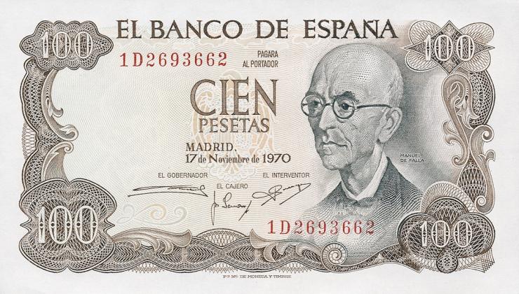 Spanien / Spain P.152 100 Pesetas 1970 (1974) (1) 