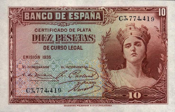 Spanien / Spain P.086 10 Pesetas 1935 (1) 