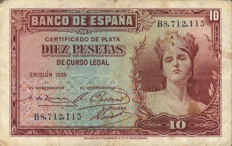 Spanien / Spain P.086 10 Pesetas 1935 (3) 