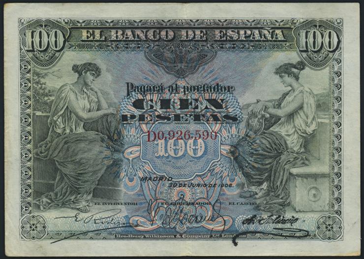 Spanien / Spain P.059 100 Pesetas 1906 (3+) 