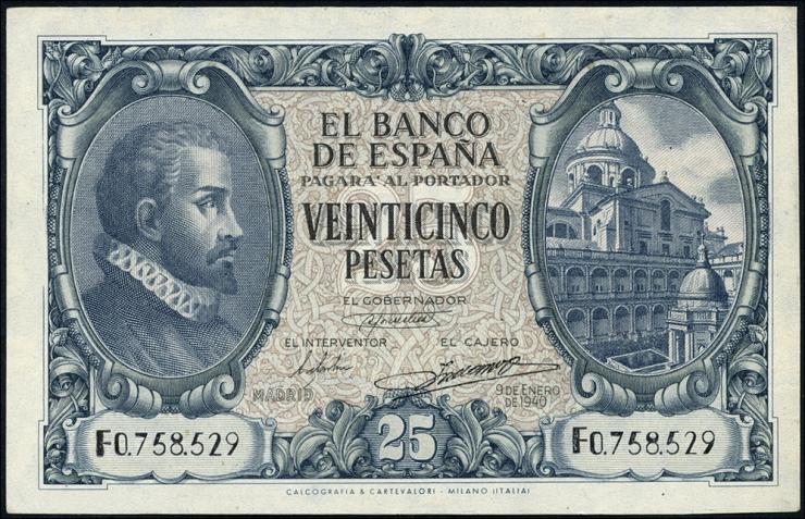 Spanien / Spain P.116 25 Pesetas 1940 (2/1) 