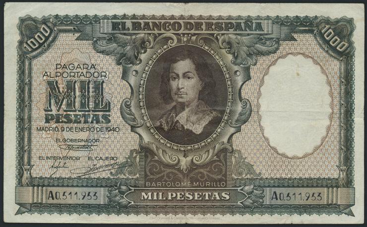 Spanien / Spain P.120 1000 Pesetas 1940 (3) 