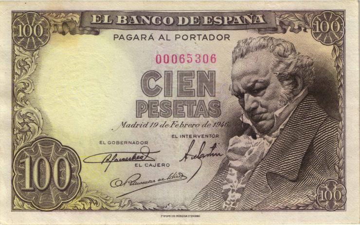Spanien / Spain P.131 100 Pesetas 1946 (1949) (3) 