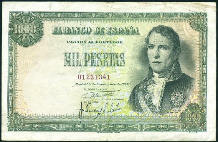 Spanien / Spain P.138 1000 Pesetas 1949 (3) 