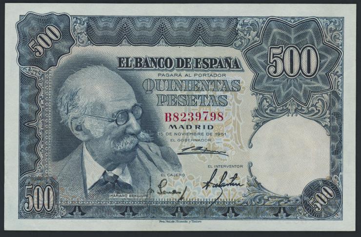 Spanien / Spain P.142 500 Pesetas 1951 (2) 