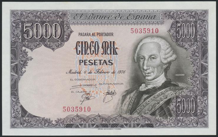 Spanien / Spain P.155 5000 Pesetas 1976 (1978) (2/1) 