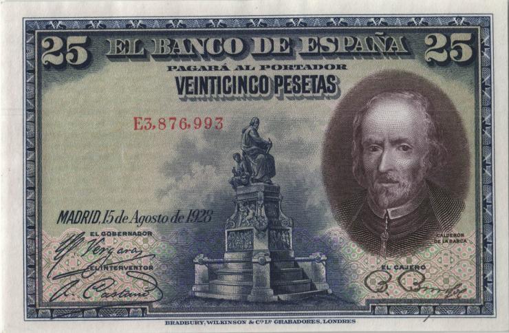 Spanien / Spain P.074b 25 Pesetas 1928 (1-) 