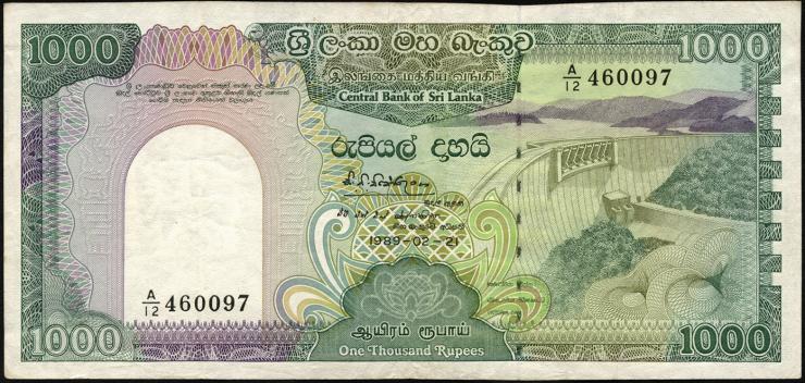 Sri Lanka P.101b 1000 Rupien 1989 (3) 