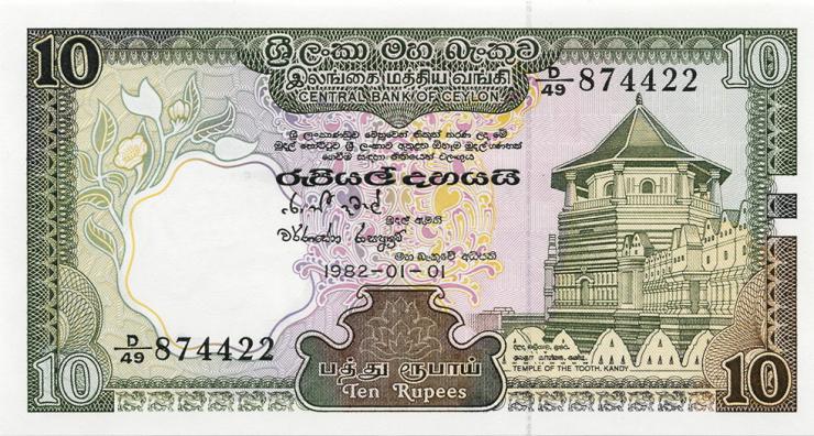 Sri Lanka P.092a 10 Rupien 1982 (1) 