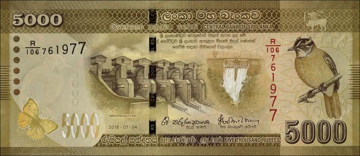 Sri Lanka P.128d 5000 Rupien 2016 (1) 
