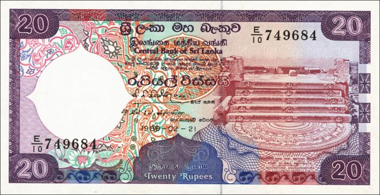 Sri Lanka P.097b 20 Rupien 1989 (1) 