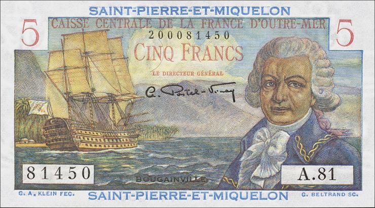 St. Pierre & Miquelon P.22 5 Francs o.D. (1) 