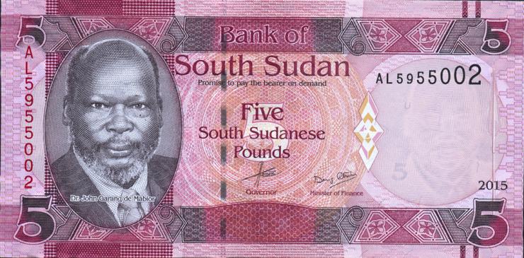 Süd Sudan / South Sudan P.11 5 South Sudanese Pounds 2015 (1) 
