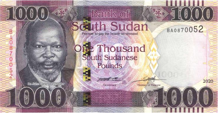 Süd Sudan / South Sudan P.17a 1000 South Sudanese Pounds 2020 (1) 