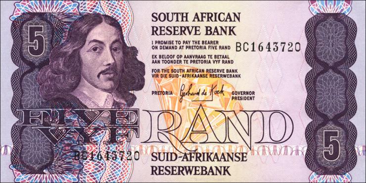 Südafrika / South Africa P.119d 5 Rand (1989-90) (1) 