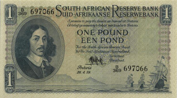 Südafrika / South Africa P.092d 1 Pound 28.4.1959 (Englisch) (1/1-) 