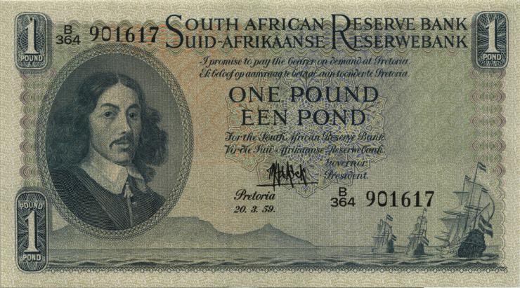 Südafrika / South Africa P.092d 1 Pound 20.3.1959 (Englisch) (1/1-) 