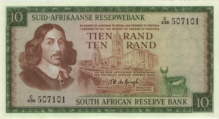 Südafrika / South Africa P.114c 10 Rand (1975) (Afrikaans) (1-) 