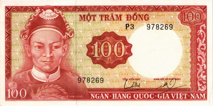 Südvietnam / Viet Nam South P.019b 100 Dong (1966) (1) 
