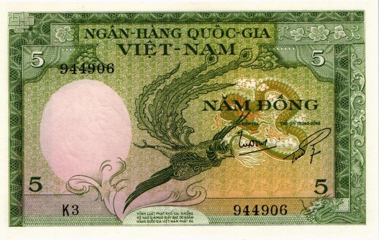 Südvietnam / Viet Nam South P.002 5 Dong (1955) (1) 