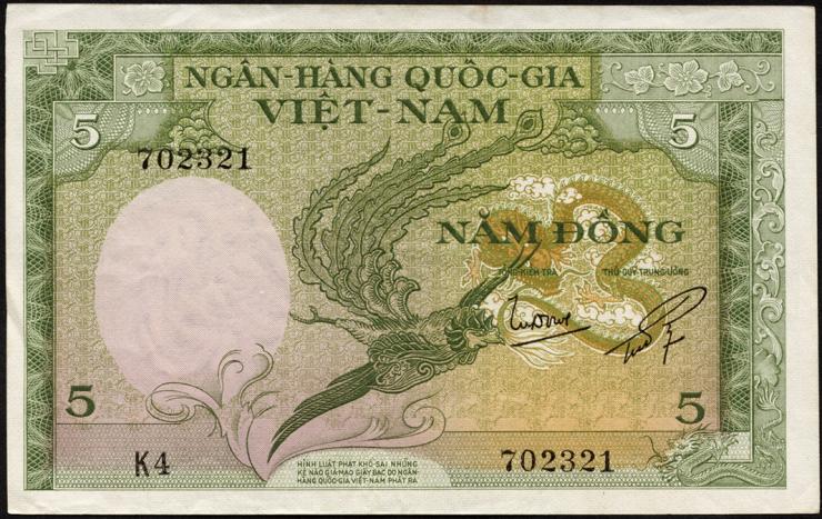 Südvietnam / Viet Nam South P.002 5 Dong (1955) (2) 