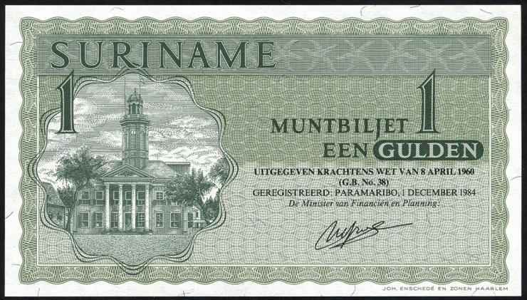 Surinam / Suriname P.116h 1 Gulden 1984 (1) 