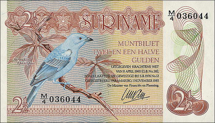 Surinam / Suriname P.119 2 1/2 Gulden 1985 (1) 