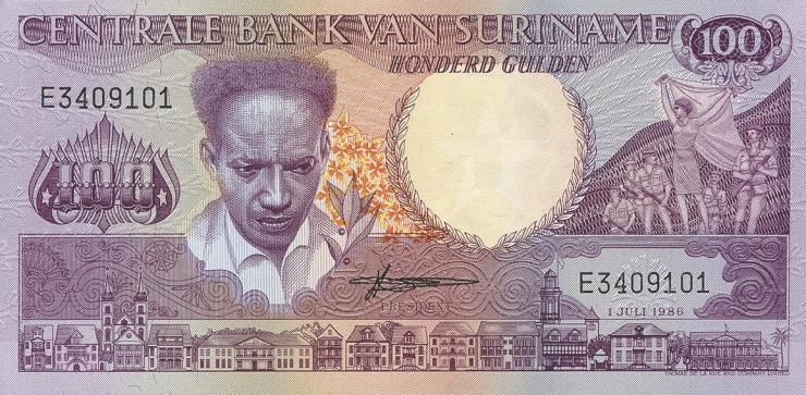 Surinam / Suriname P.133a 100 Gulden 1986 (1) 