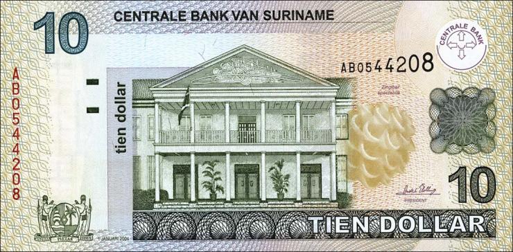 Surinam / Suriname P.158 10 Dollars 2004 (1) 