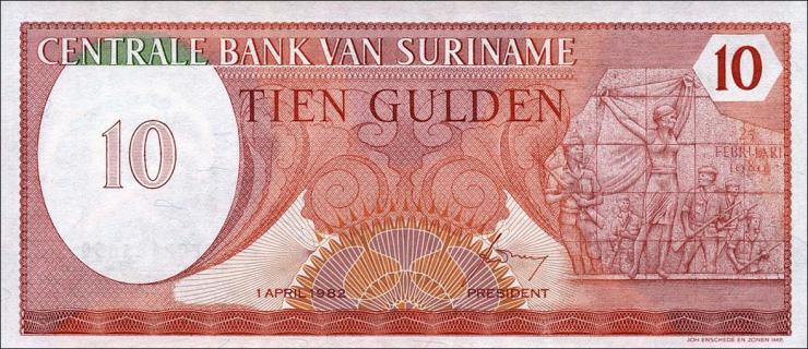 Surinam / Suriname P.126 10 Gulden 1982 (1) 