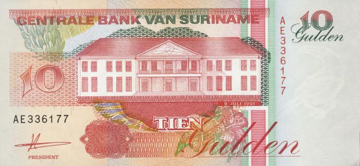 Surinam / Suriname P.137a 10 Gulden 1991 (1) 