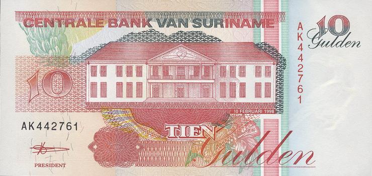 Surinam / Suriname P.137b 10 Gulden 1998 (1) 