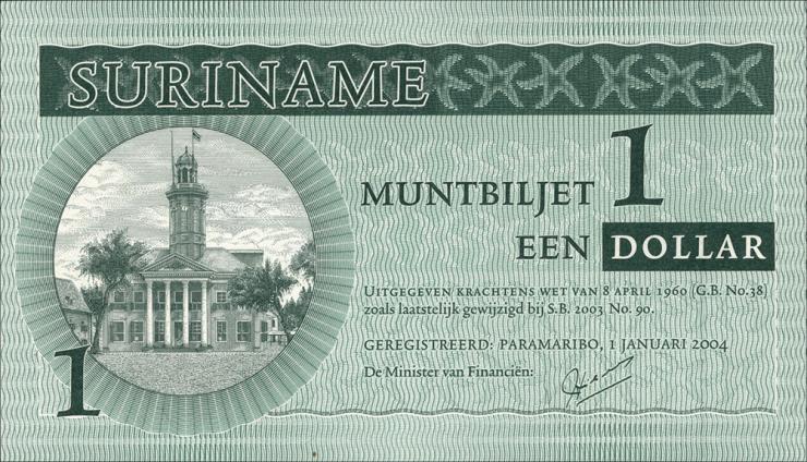 Surinam / Suriname P.155 1 Dollar 2004 (1) 