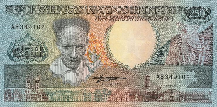 Surinam / Suriname P.134 250 Gulden 1988 (1) 