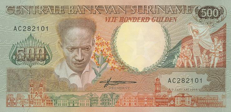 Surinam / Suriname P.135b 500 Gulden 1988 (1) 