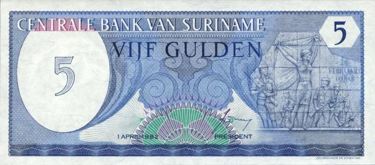 Surinam / Suriname P.125 5 Gulden 1982 (1) 