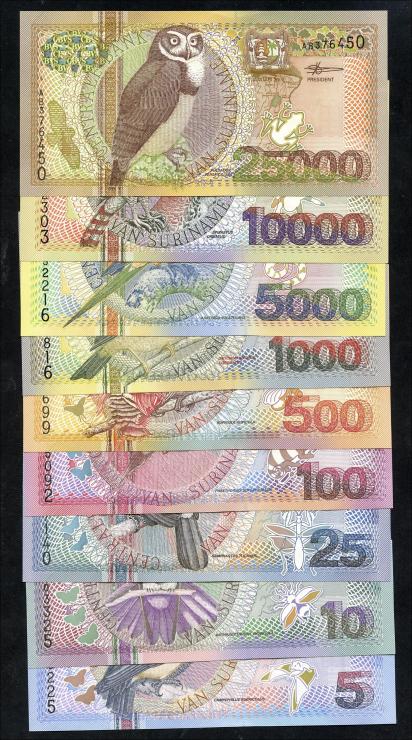 Surinam / Suriname P.146-154 5 - 25.000 Gulden 2000 (1) 