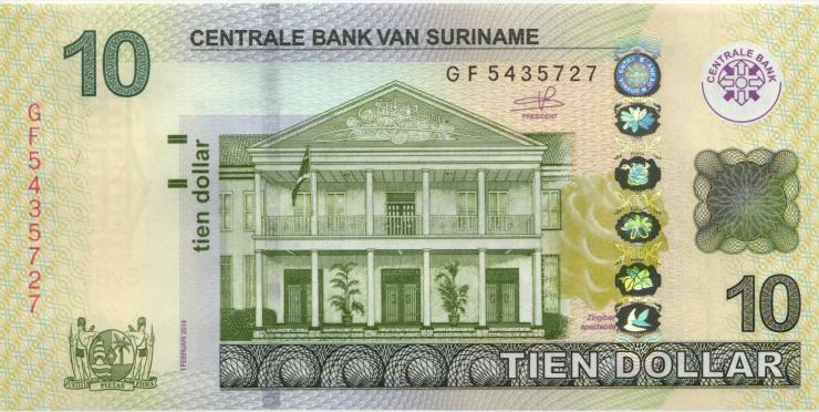 Surinam / Suriname P.163c 10 Dollars 2019 (1) 
