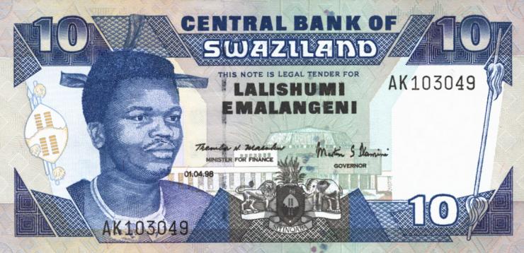 Swasiland / Swaziland P.24c 10 Emalangeni 1998 (1) 