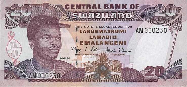Swasiland / Swaziland P.30a 20 Emalangeni 2001 (1) 