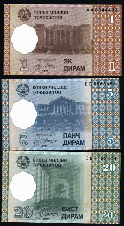 Tadschikistan / Tajikistan P.10-12 1 - 20 Diram 1999 (2000) (1) 