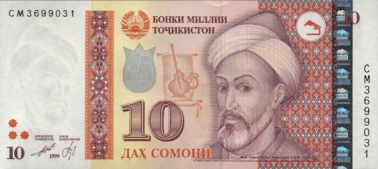 Tadschikistan / Tajikistan P.24a 10 Somoni 1999 (2013) (1) 
