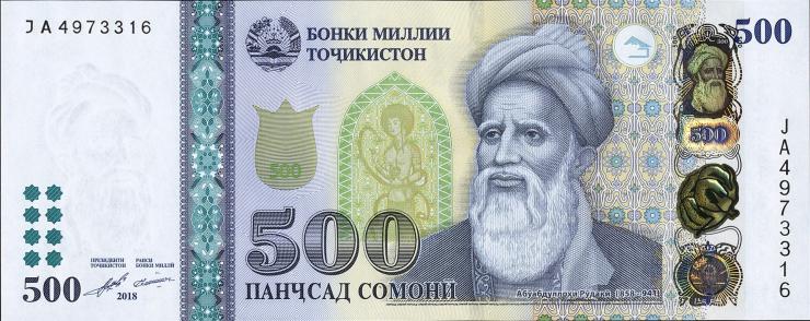 Tadschikistan / Tajikistan P.28 500 Somoni 2018 (1) 