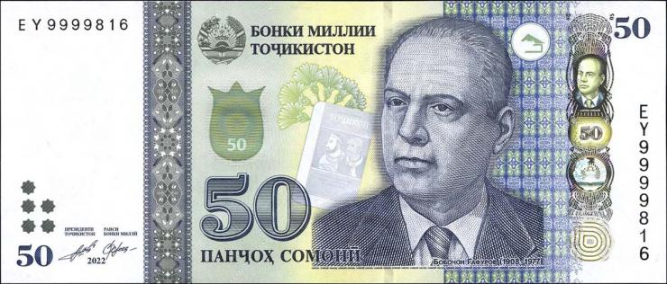 Tadschikistan / Tajikistan P.Neu 50 Somoni 2022 (1) 