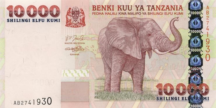 Tansania / Tanzania P.39 10000 Shillings (2003) Elefant (1) 