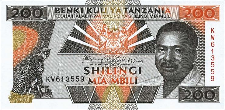 Tansania / Tanzania P.25a 200 Shilings (1993) (1) 