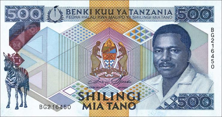 Tansania / Tanzania P.21a 500 Shillings (1989) (1) Serie BG 