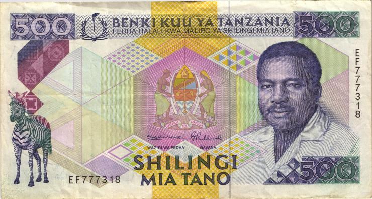 Tansania / Tanzania P.21c 500 Shillings (1989) (3) 