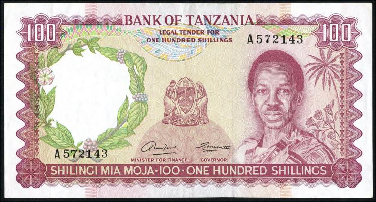 Tansania / Tanzania P.04 100 Shillings (1966) (3/2) 