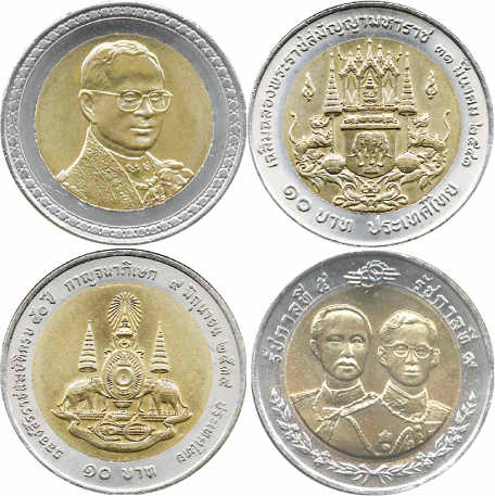 Thailand 10 Baht Bimetall-Gedenkmünzen Lot A 